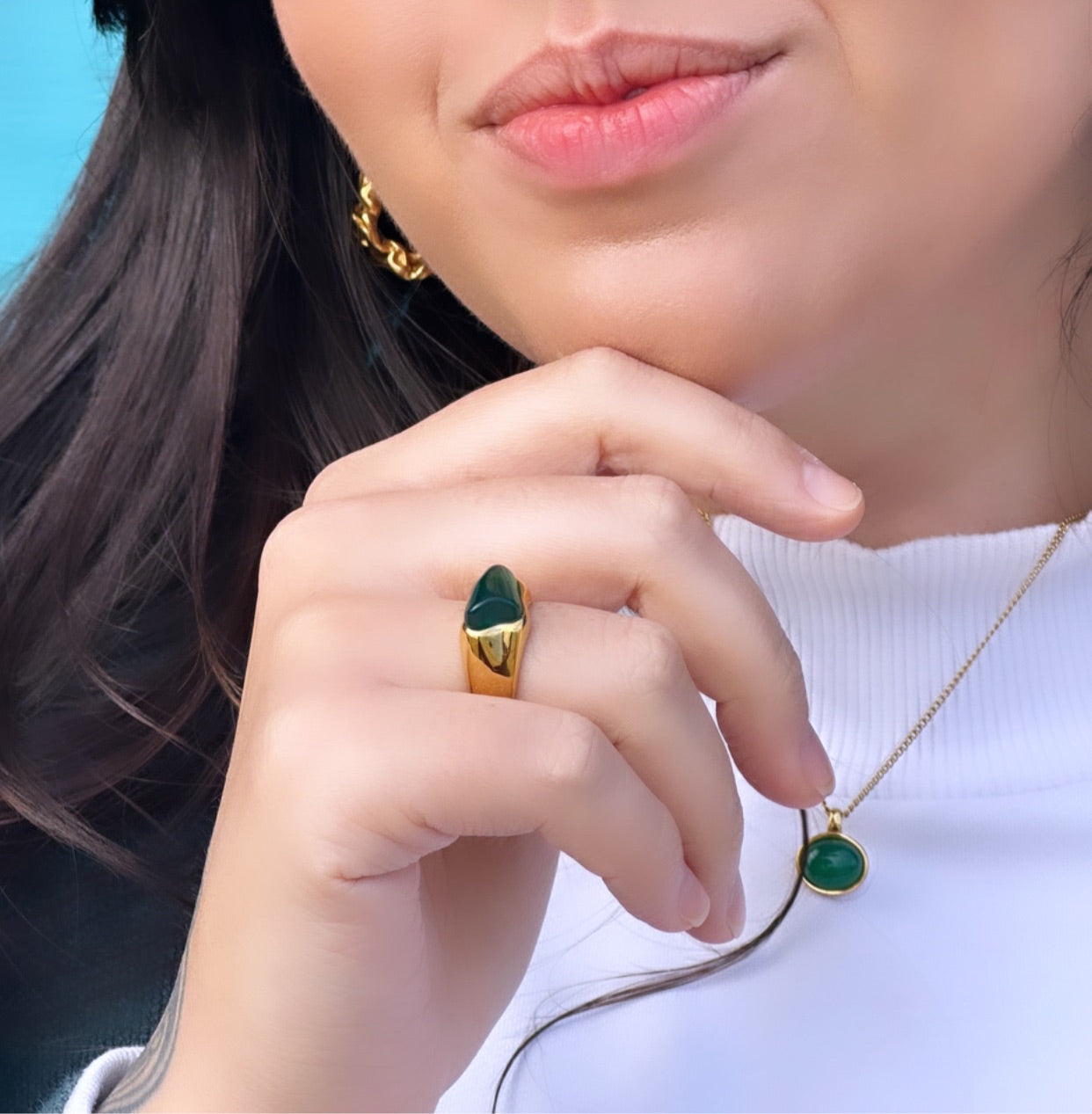 GREEN AGATE RING
